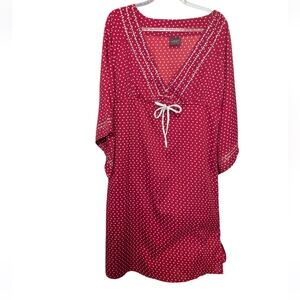 Red Polka Dot Dress with White Trim